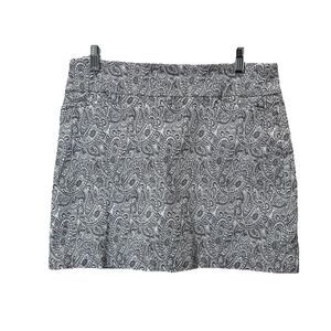 Attyre New York Skort Skirt Shorts Size 10 Black White Gray Paisley Tennis Golf